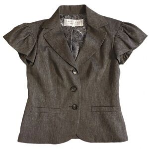 Trina Turk Charcoal Puff Sleeve Blazer